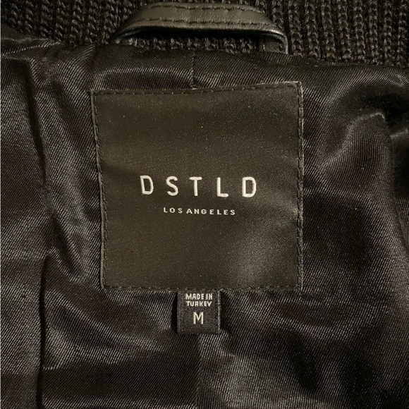 DSTLD Men’s Leather Bomber Jacket Black Medium - Picture 3 of 4